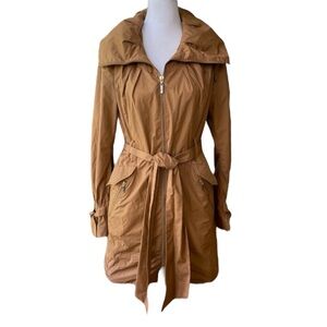 Cole Haan Acorn Brown Belted Trench Coat Windbreaker Anorak Jacket Size XS